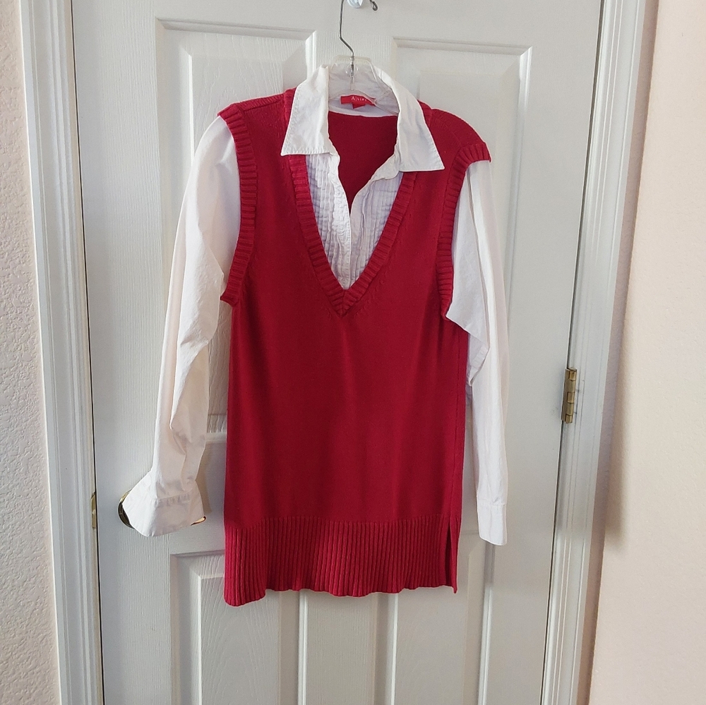 2 In 1 Sweater and Pleated Blouse Combo Large